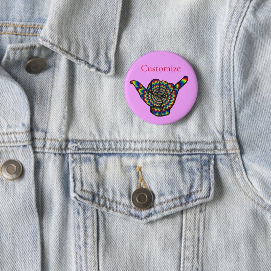 Badge Rond 5 Cm Hawaiian Shaka Psychedelic Thunder_Cove (En situation)