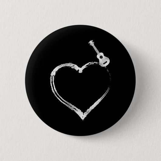 Badge Rond 5 Cm Hawaiian Ukulele Uke Heart (Devant)