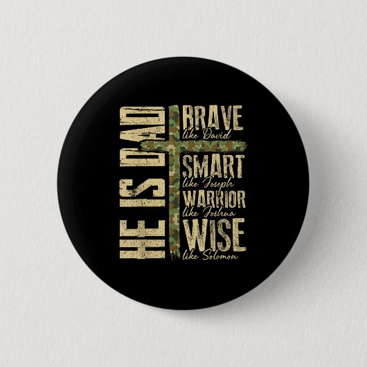 Badge Rond 5 Cm He Is Dad Camo Religious Father's Day Christian Da (Devant)