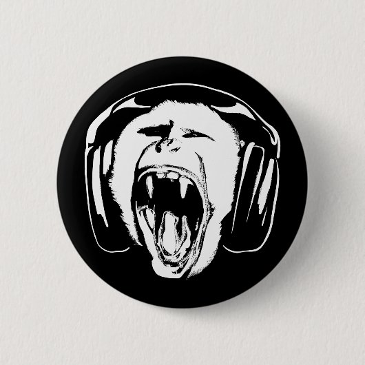 Badge Rond 5 Cm Headphones Musique singe (Devant)