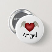Badge Rond 5 Cm Heart Angel Wings (Devant & derrière)