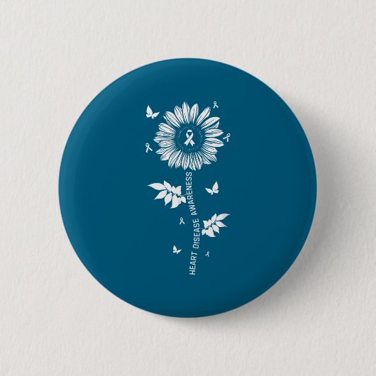 Badge Rond 5 Cm Heart Disease Awareness Month  (Devant)