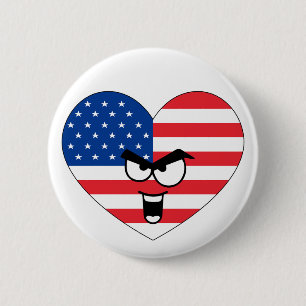 Badge Rond 5 Cm Heart on the USA - For real Americans!