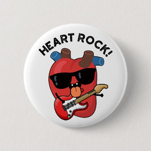 Badge Rond 5 Cm Heart Rock Funny Music Pun