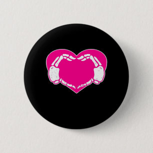 Badge Rond 5 Cm Heart Skeleton mains gothique Valentine classique