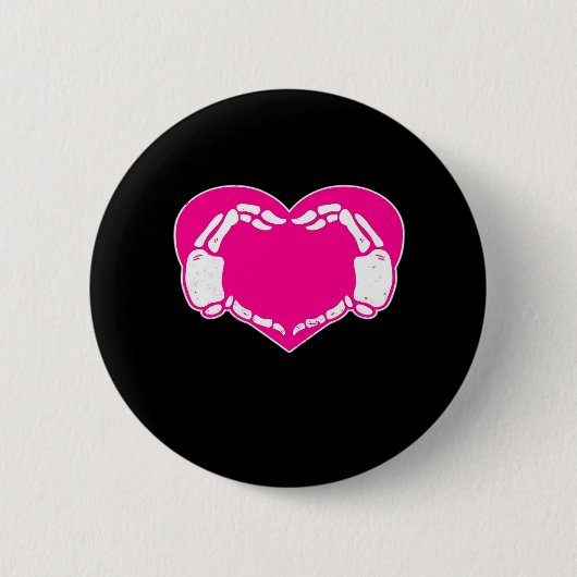 Badge Rond 5 Cm Heart Skeleton mains gothique Valentine classique (Devant)