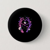 Badge Rond 5 Cm Heart Skeleton Mains - Halloween Pastel Goth Eyeba (Devant)