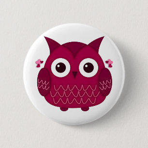 Badge Rond 5 Cm Heart the Pink Owl