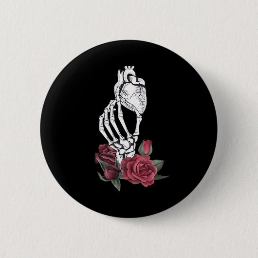 Badge Rond 5 Cm Heart The Skeleton's Hand Classic (Devant)