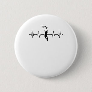Badge Rond 5 Cm Heartbeat Basketball - Battement de cœur de basket