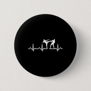 Badge Rond 5 Cm Heartbeat Kickboxing Shirt Kick Boxing Karate Tee
