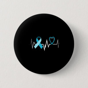 Badge Rond 5 Cm Heartbeat Light Blue Ribbon Hydrocéphalie Lauréats