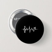 Badge Rond 5 Cm Heartbeat Music Notes Pulse Treble Clef Bass Key (Devant & derrière)