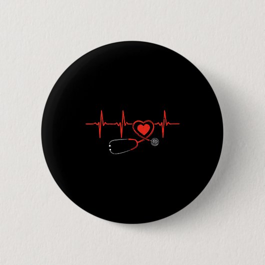 Badge Rond 5 Cm Heartbeat Scrub Valentine Nurse Valentines Day Rn  (Devant)