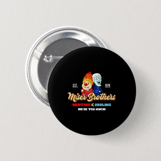 Badge Rond 5 Cm Heating And Cooling Brothers Christmas Retro (Devant & derrière)