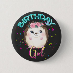 Badge Rond 5 Cm Hedgehog Birthday Girl Party Gifts