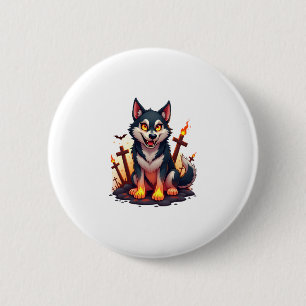 Badge Rond 5 Cm Hellhound Husky Chien