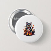 Badge Rond 5 Cm Hellhound Husky Chien (Devant & derrière)