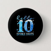 Badge Rond 5 Cm Hello 10 Double Digits Snowflakes Winter Christmas (Devant)