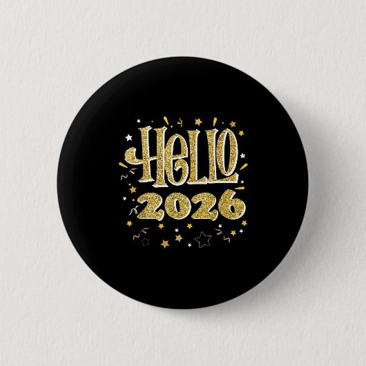 Badge Rond 5 Cm Hello 2026 Happy New Year Pajama Funny Family Matc (Devant)
