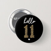 Badge Rond 5 Cm Hello Eleven 11th Birthday celebration (Devant & derrière)