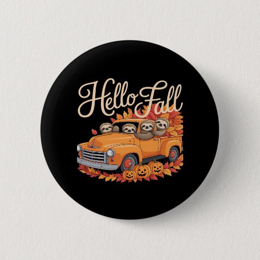 Badge Rond 5 Cm Hello Fall Funny Sloth Halloween pumkin Classic T- (Devant)