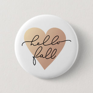 Badge Rond 5 Cm Hello Fall Love Heart