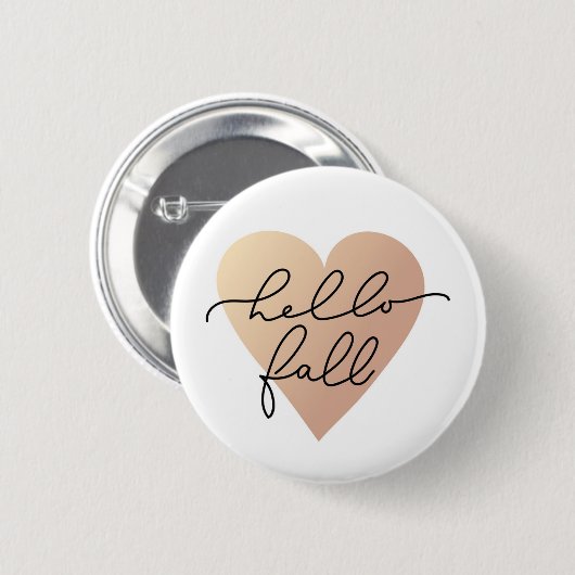 Badge Rond 5 Cm Hello Fall Love Heart (Devant & derrière)