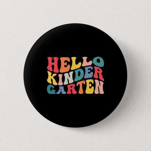 Badge Rond 5 Cm hello kindergarten teacher back to school Ret (Devant)