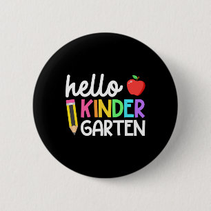 Badge Rond 5 Cm Hello Kindergarten Team Kinder Back to School Teac