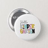 Badge Rond 5 Cm Hello Kindergarten Team Kinder Back To School Teac (Devant & derrière)