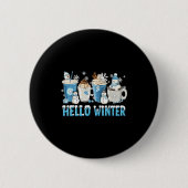 Badge Rond 5 Cm Hello Winter Sweet Cozy Coffee Lovers Snowman Chri (Devant)