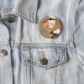 Badge Rond 5 Cm Hen et coq avec Grapevine par Ito Jakuchu (En situation)