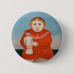 Badge Rond 5 Cm Henri Rousseau - Enfant à la poupée