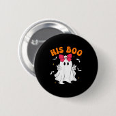 Badge Rond 5 Cm Her Boo &amp; His Boo Funny Matching Halloween Cou (Devant & derrière)