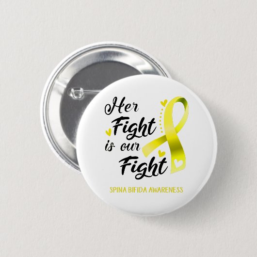 Badge Rond 5 Cm Her Fight is our Fight Spina Bifida Awareness (Devant & derrière)