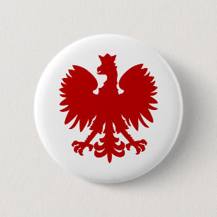 Badge Rond 5 Cm Heraldique Aigle rouge Silhouette Couronne
