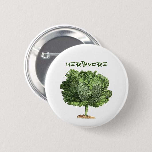 Badge Rond 5 Cm Herbivore Vegan Végétarien Kale Pin Button (Devant & derrière)