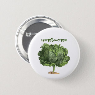 Badge Rond 5 Cm Herbivore Vegan Végétarien Kale Pin Button