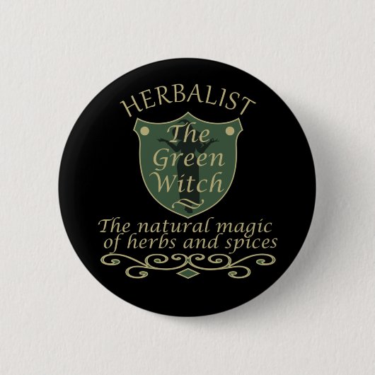 Badge Rond 5 Cm herboriste la sorcière verte (Devant)