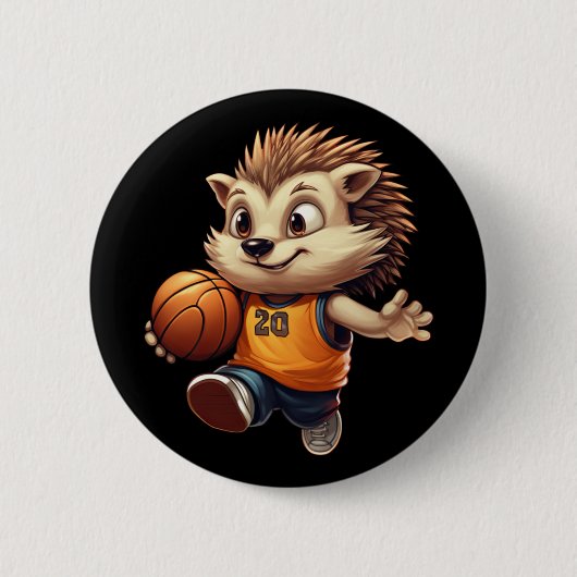 Badge Rond 5 Cm Hérisson de basket-ball 1 (Devant)