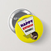 Badge Rond 5 Cm Hérisson drôle Ajouter Le Nom Joyeux Caricature An (Devant & derrière)