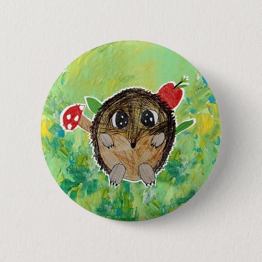 Badge Rond 5 Cm Hérisson Mignon (Devant)