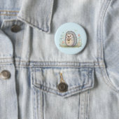 Badge Rond 5 Cm Hérisson mignon avec lanterne (En situation)