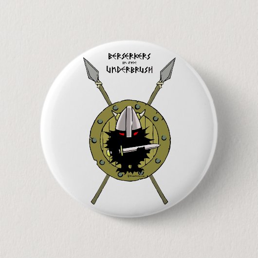Badge Rond 5 Cm Hérisson Viking sur le bouclier (Devant)