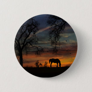 Badge Rond 5 Cm Héritage Chênes et Cheval dans les boutons du leve