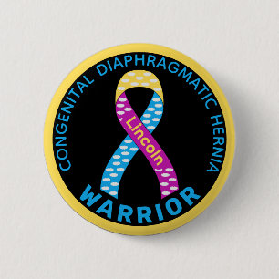 Badge Rond 5 Cm Hernie diaphragmatique congénitale guerrière Noir