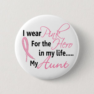 Badge Rond 5 Cm HÉROS de cancer du sein DANS MA VIE, MA TANTE 1