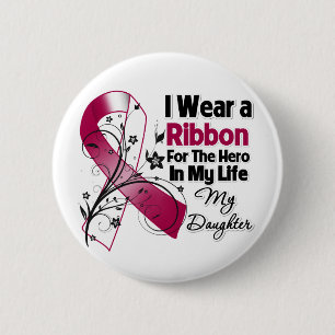 Badge Rond 5 Cm Héros de fille dans mon Cancer de cou de tête de
