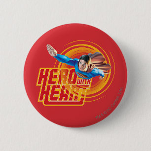 Badge Rond 5 Cm Héros de Superman avec coeur
